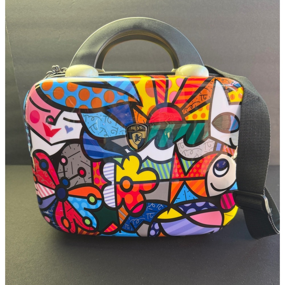 Romero Britto Hey Garden Beauty Case Pop Art Hard Shell Travel Vanity Makeup Bag - Picture 2 of 16